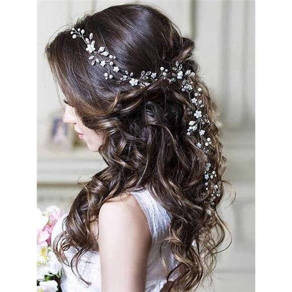 Flower Bride Wedding Hair Vine Crystal Bridal Headbands Flower Girls Headpiece - Picture 8 of 8